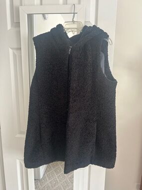 Dudley Stephens Black Sherpa Zip Hooded Vest